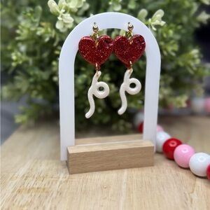 Red Heart Dangle Earrings